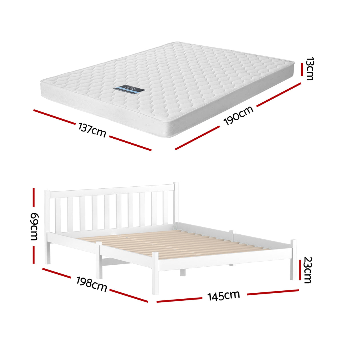 Double Mattress Pine Bed Frame Bundle | HomeAndLiving - 3