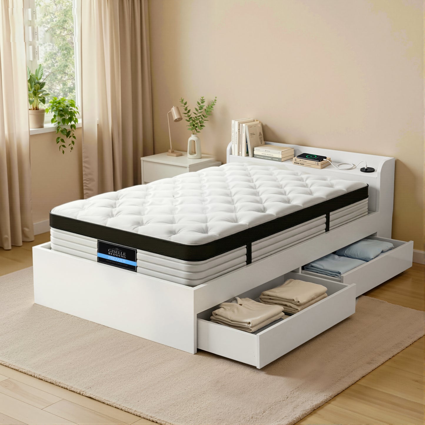 Single Mattress Storage Bed Frame Set Pocket Spring | HomeAndLiving