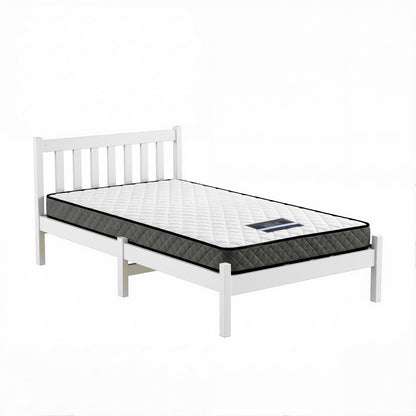 Single Bed Frame Mattress Set Pine White | HomeAndLiving - 2