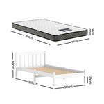 Single Bed Frame Mattress Set Pine White | HomeAndLiving