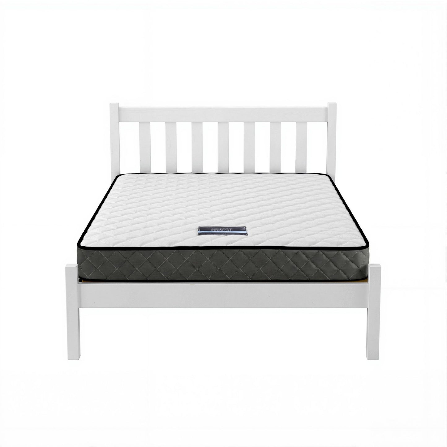 Single Bed Frame Mattress Set Pine White | HomeAndLiving - 4