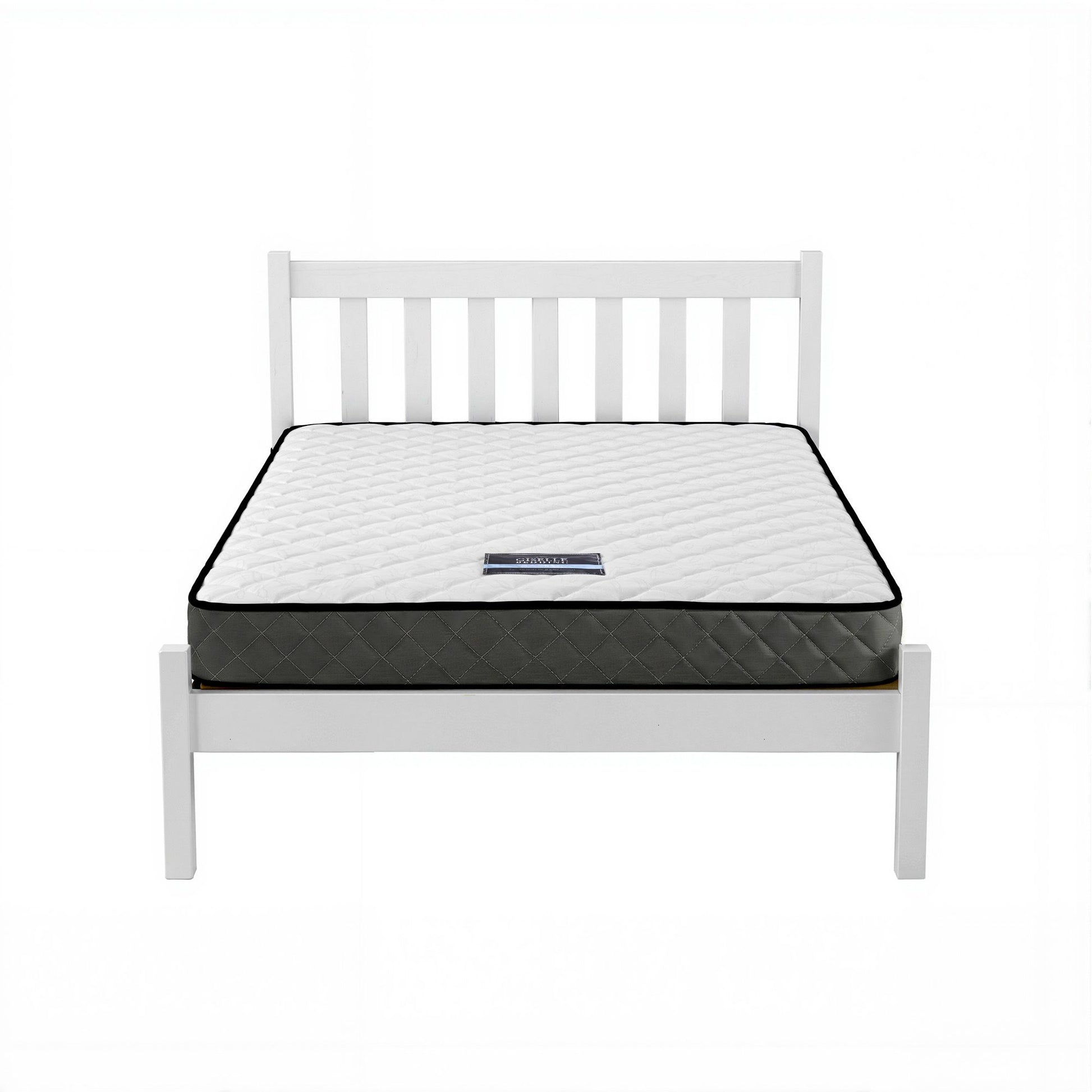 Single Bed Frame Mattress Set Pine White | HomeAndLiving - 4