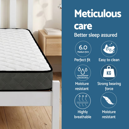 Single Bed Frame Mattress Set Pine White | HomeAndLiving - 5