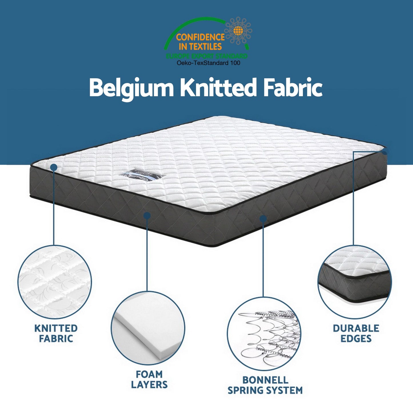 Single Bed Frame Mattress Set Pine White | HomeAndLiving - 6