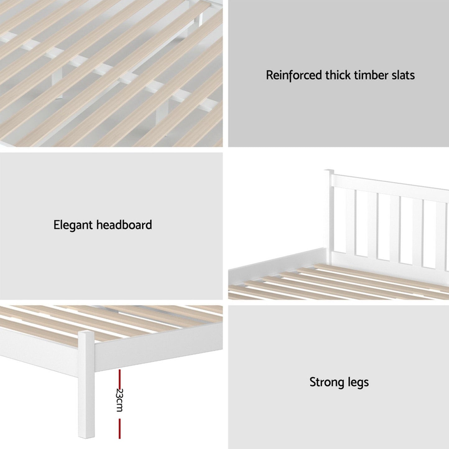Single Bed Frame Mattress Set Pine White | HomeAndLiving - 7