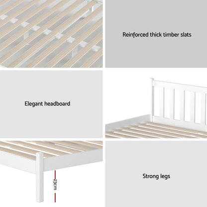 Single Bed Frame Mattress Set Pine White | HomeAndLiving - 7