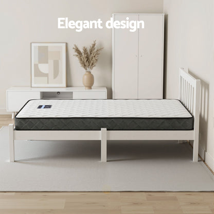 Single Bed Frame Mattress Set Pine White | HomeAndLiving - 8