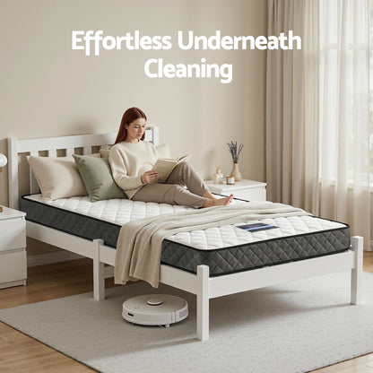 Single Bed Frame Mattress Set Pine White | HomeAndLiving - 9