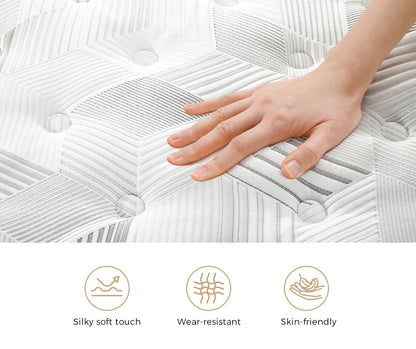 Queen Mattress 22CM Cool Gel Foam Bonnell Spring with Pillows
