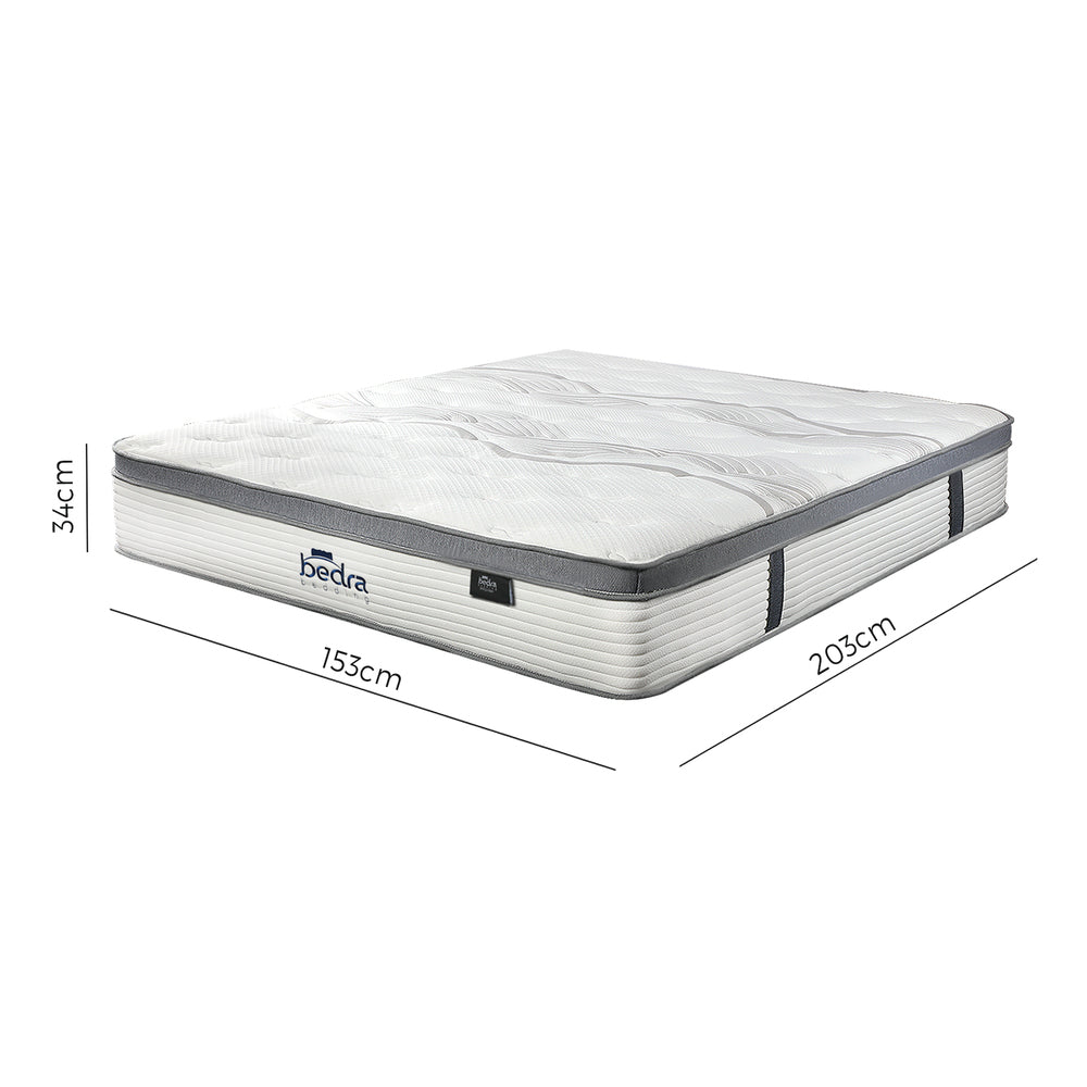 Queen 34cm 7 Zone Mattress Euro Top Bed Mattress Pocket Spring Medium Firm