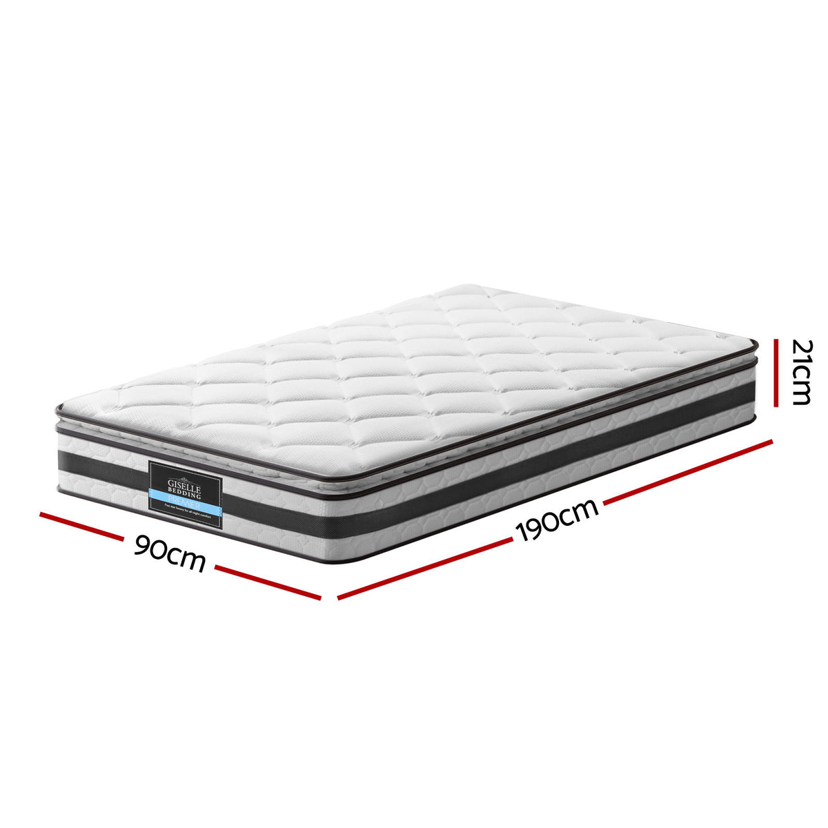 Giselle Bedding Single 21cm Mattress Pillow Top with Knitted Fabric