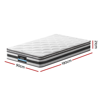 Giselle Bedding Single 21cm Mattress Pillow Top with Knitted Fabric
