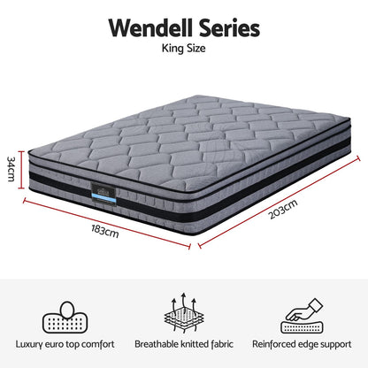 Grey mattress 183x203x34cm, rear view