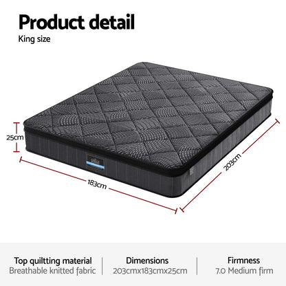 Black mattress 183x203x25cm, detail