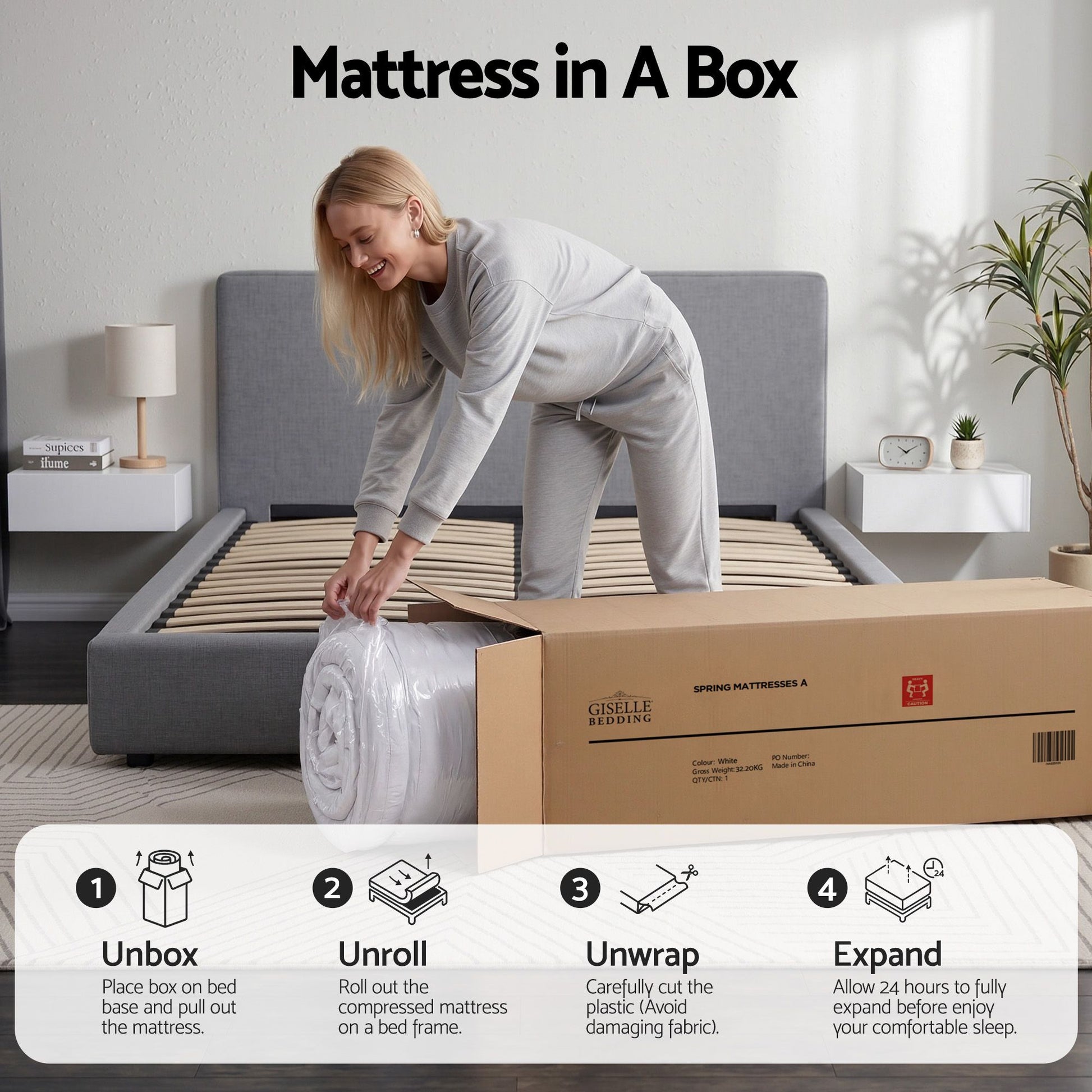 Double Mattress 23cm Pocket Spring Reversible | HomeAndLivin - 8