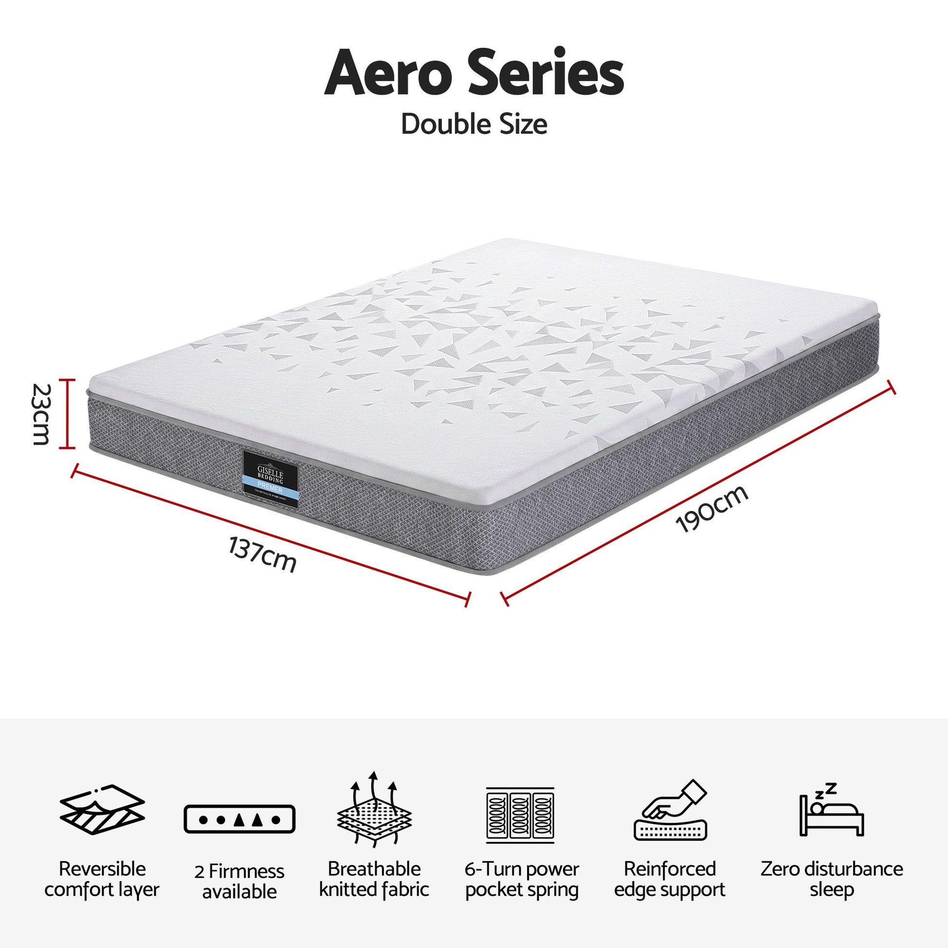 Double Mattress 23cm Pocket Spring Reversible | HomeAndLivin - 11