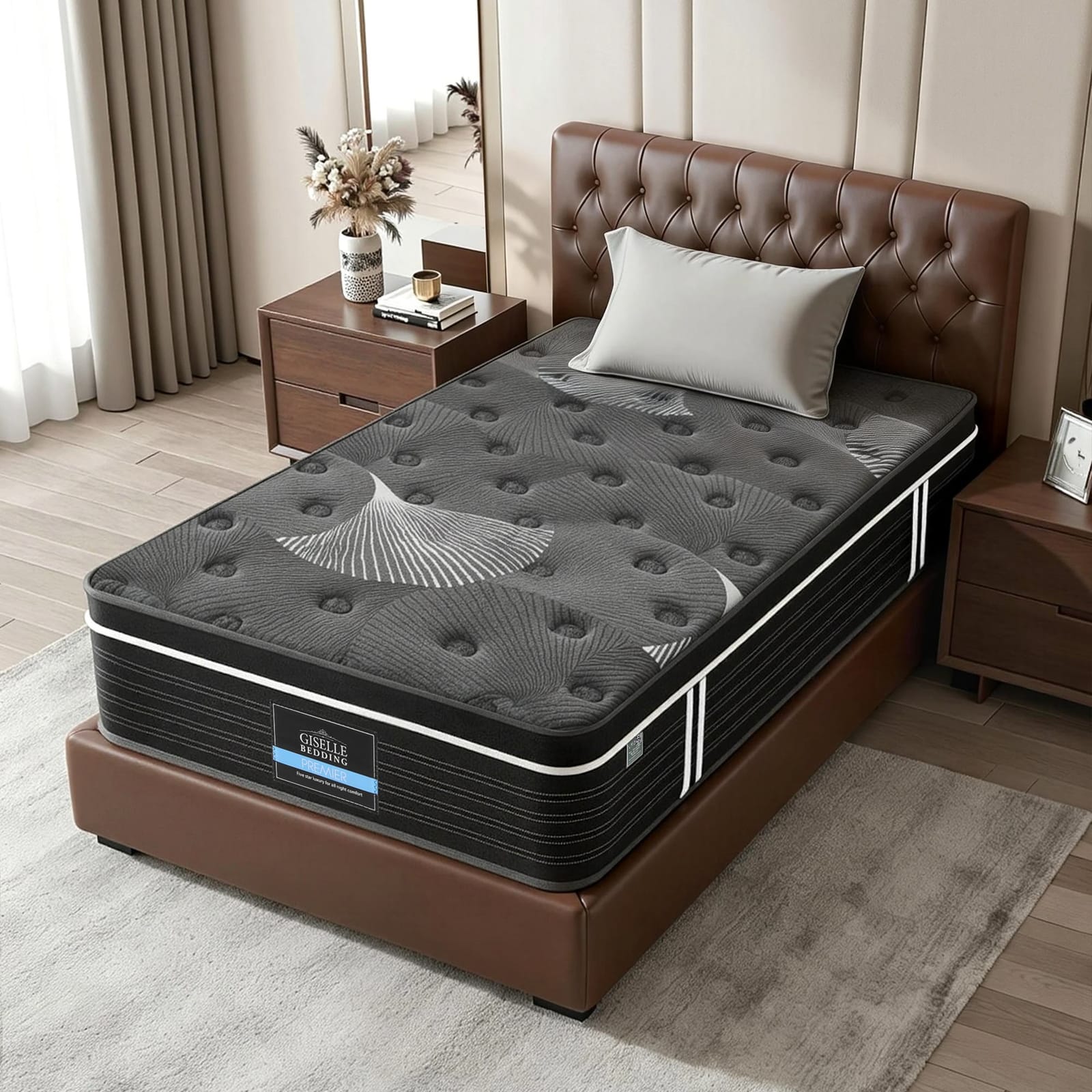 Black mattress 107x203x35cm, side view