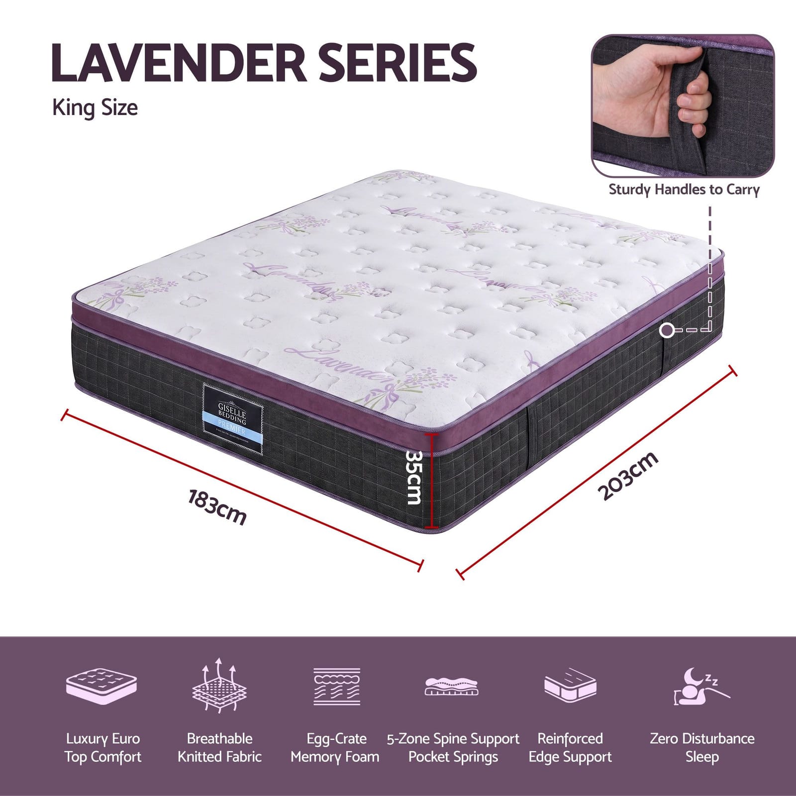 King Mattress Firm Pocket Spring Euro Top | HomeAndLiving - 3