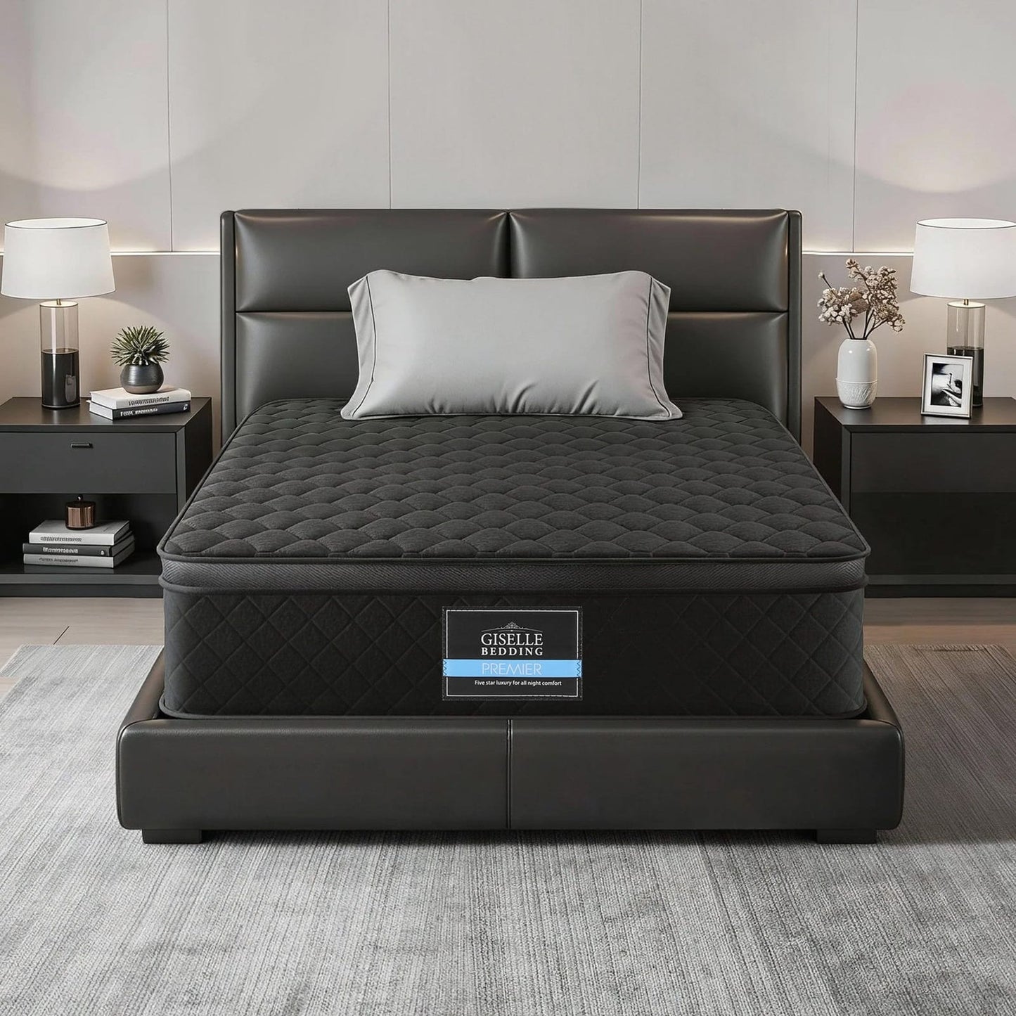 Black mattress 107x203x34cm, side view