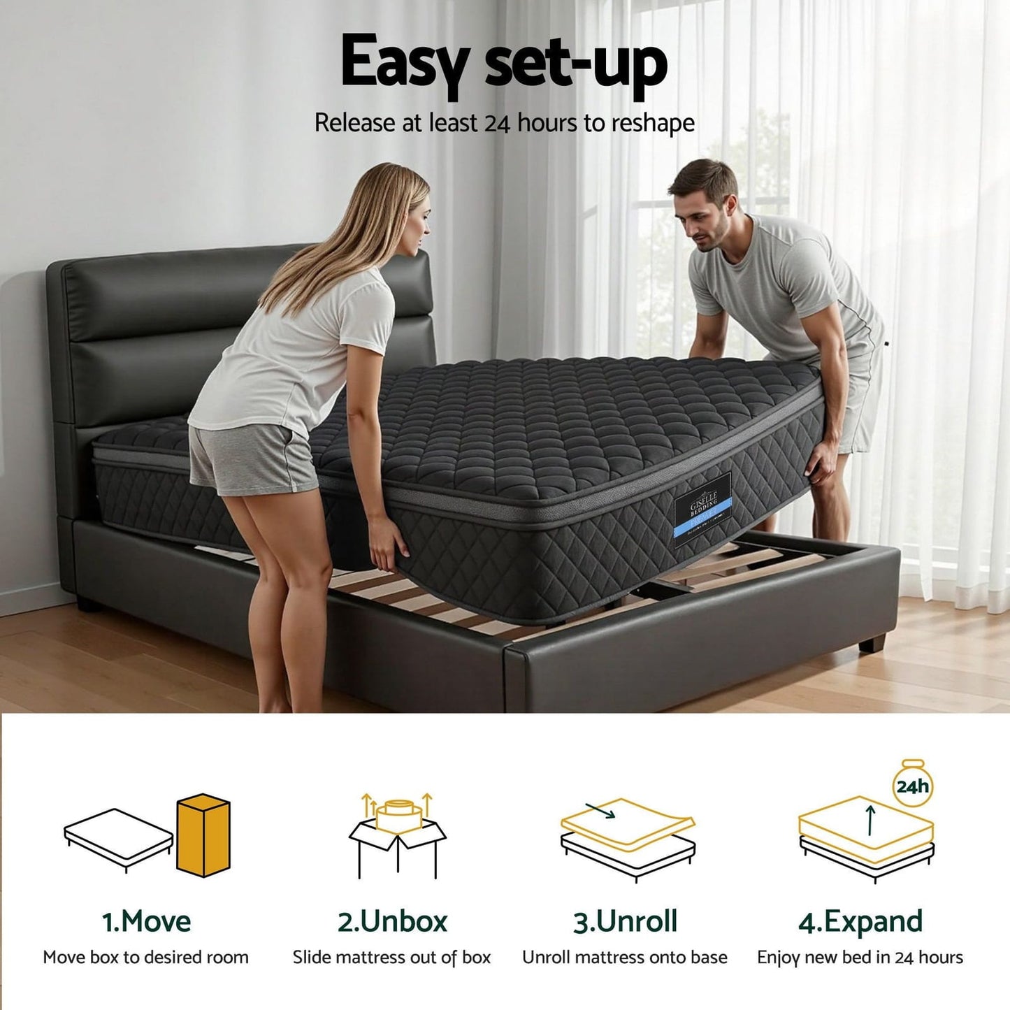 Black mattress 107x203x34cm, view 8