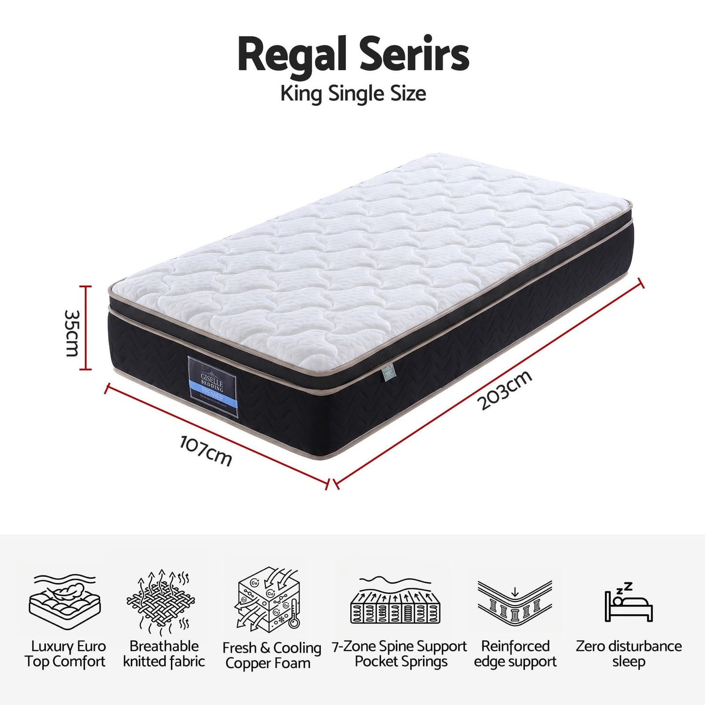 King Single Mattress 35cm Firm Pocket Spring | HomeAndLiving - 3