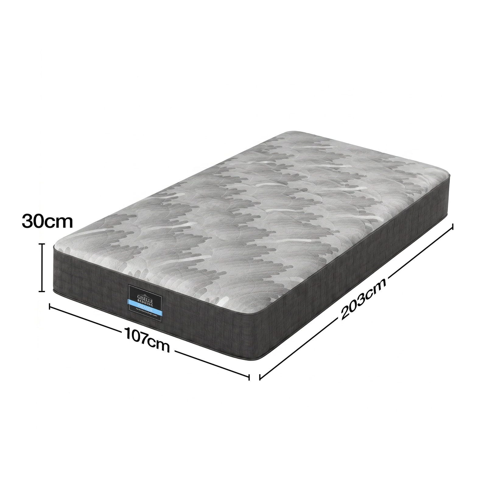 Grey mattress 107x203x30cm, view 9