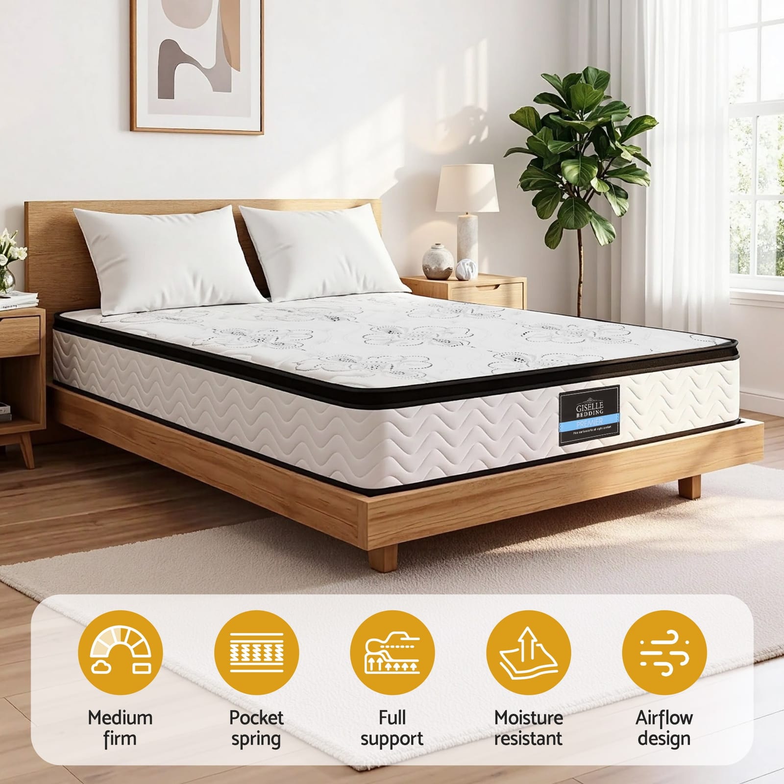 White mattress 137x190x30cm, view 6