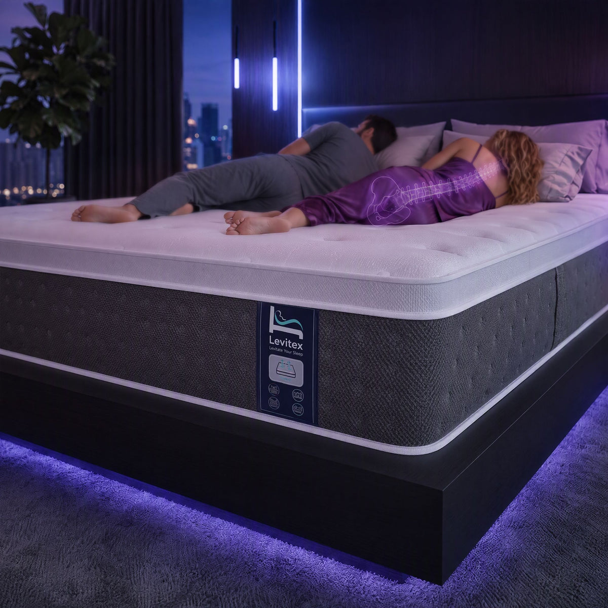 Levitex King Mattress Lumbar Support, 5-Zone Pocket Springs & 2-Row Hardened Edges for Deep Sleep, Cooling Gel Memory & Egg-Crate Foam