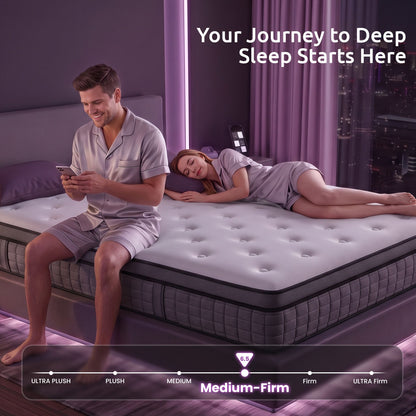 Levitex King Mattress 2 Rows Edge Support for Deep Sleep 5-Zone Ergonomic Pocket Spring Breathable Corrugated Sponge Medium Firm 30CM