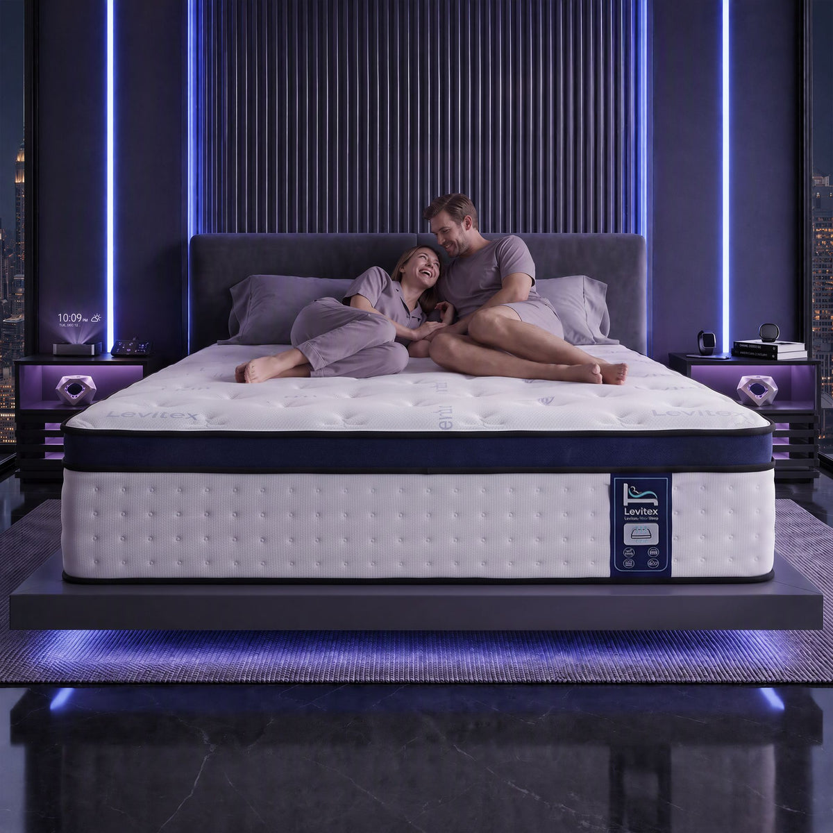 Levitex 35CM King Mattresses Gel Memory Foam and 7-Zone Ergonomic Pocket Spring, Anti-Roll Dual-Row Edge, Undisturbed Deep Sleep For Restless Couples, Triple Cooling System