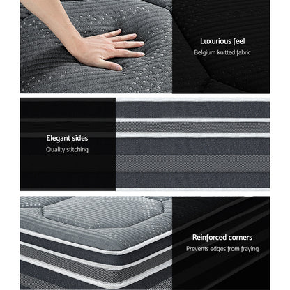 H&L Presents 35Cm Double Mattress Bed 7 Zone Dual Euro Top Pocket Spring Medium Firm