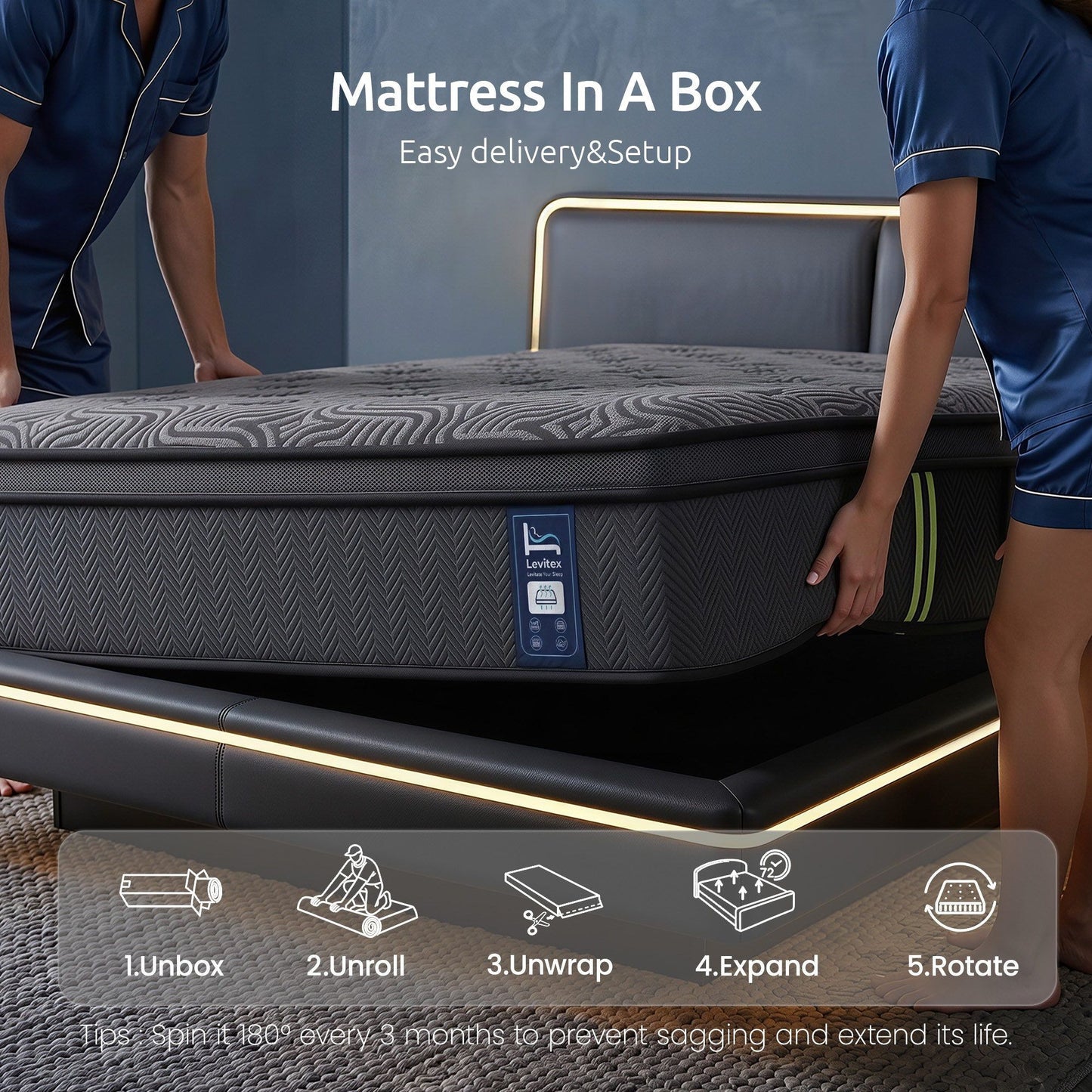 Double Mattress 34cm Hybrid Pocket Spring Gel | HomeAndLivin - 11