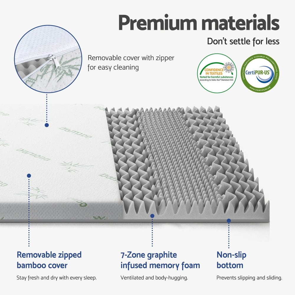 Memory Foam Mattress Topper 8cm Thick 190x90cm