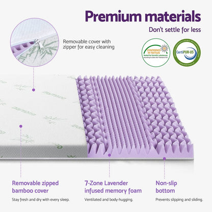 Memory Foam Mattress Topper Lavender 203x153cm