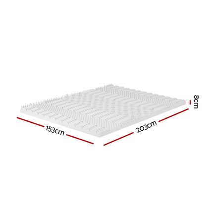 Memory Foam Mattress Topper 7-Zone Airflow Pad 8cm Queen White