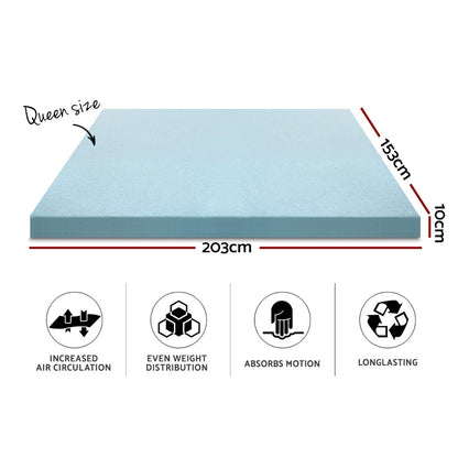 Memory Foam Mattress Topper Cool Gel 10Cm Queen