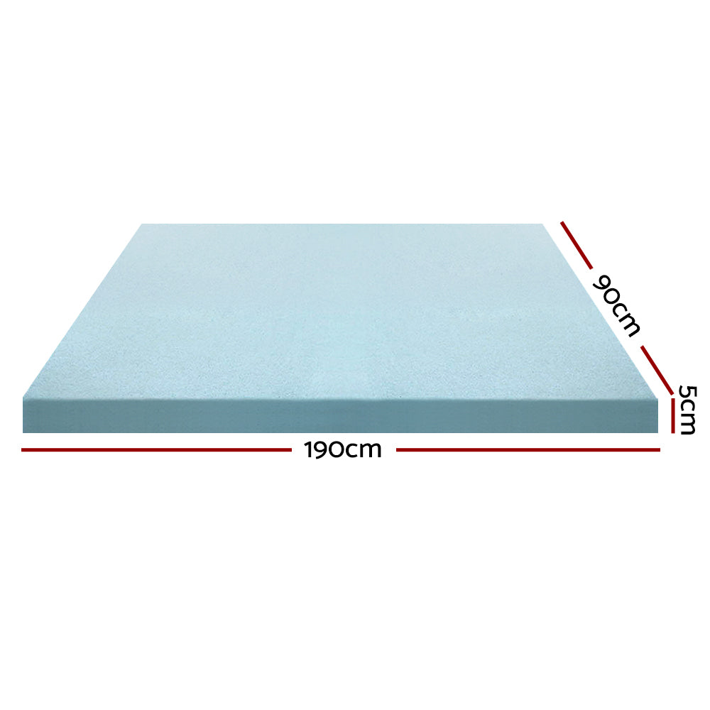 Cool Gel Memory Foam Mattress Topper Bamboo Cover 5cm - Single