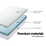 H&L Bedding cool Memory Foam Mattress Topper w/Bamboo Cover 5cm - Single