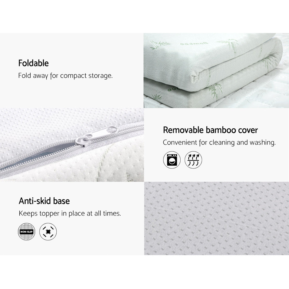 Cool Gel Memory Foam Mattress Topper Bamboo Cover 5cm - Single