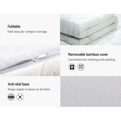 Cool Gel Memory Foam Mattress Topper Bamboo Cover 5cm - Single