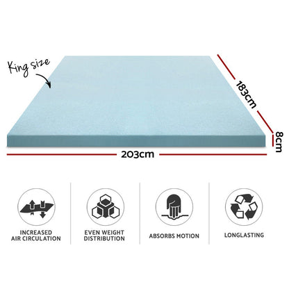 Memory Foam Mattress Topper Cool Gel 8Cm King