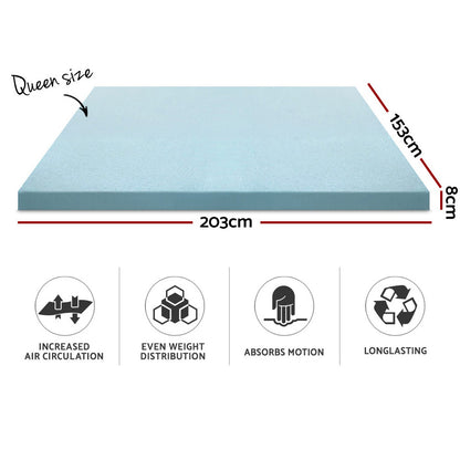 Memory Foam Mattress Topper Cool Gel 8Cm Queen