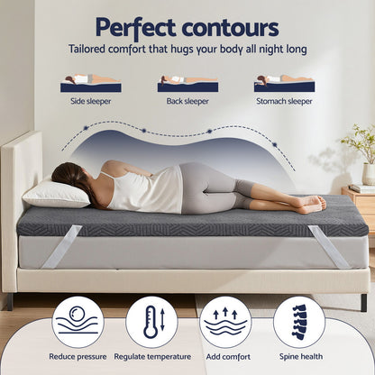 8cm Memory Foam Mattress Topper Gel Dual Layer Foam Bamboo Single