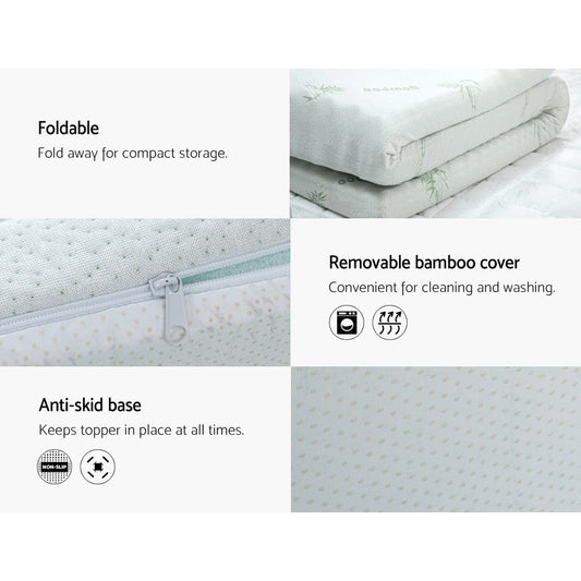Cool Gel Memory Foam Topper Mattress Toppers W/ Bamboo Cover 5Cm King
