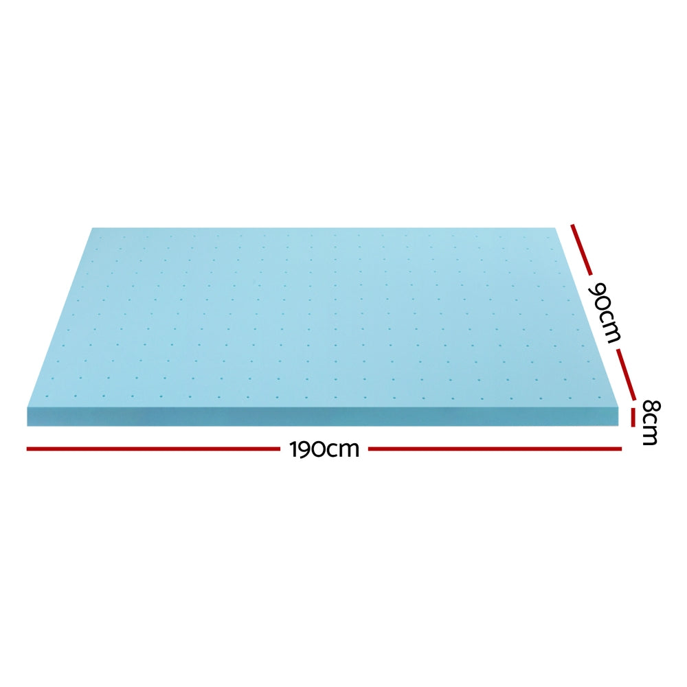 Memory Foam Mattress Topper Ventilated Cool Gel 8cm Single