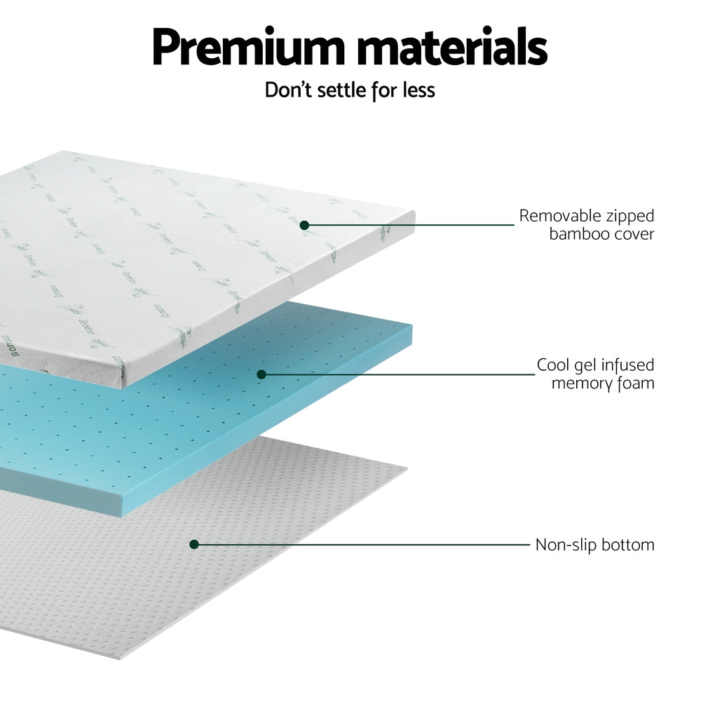 Memory Foam Mattress Topper Ventilated Cool Gel 8cm Single