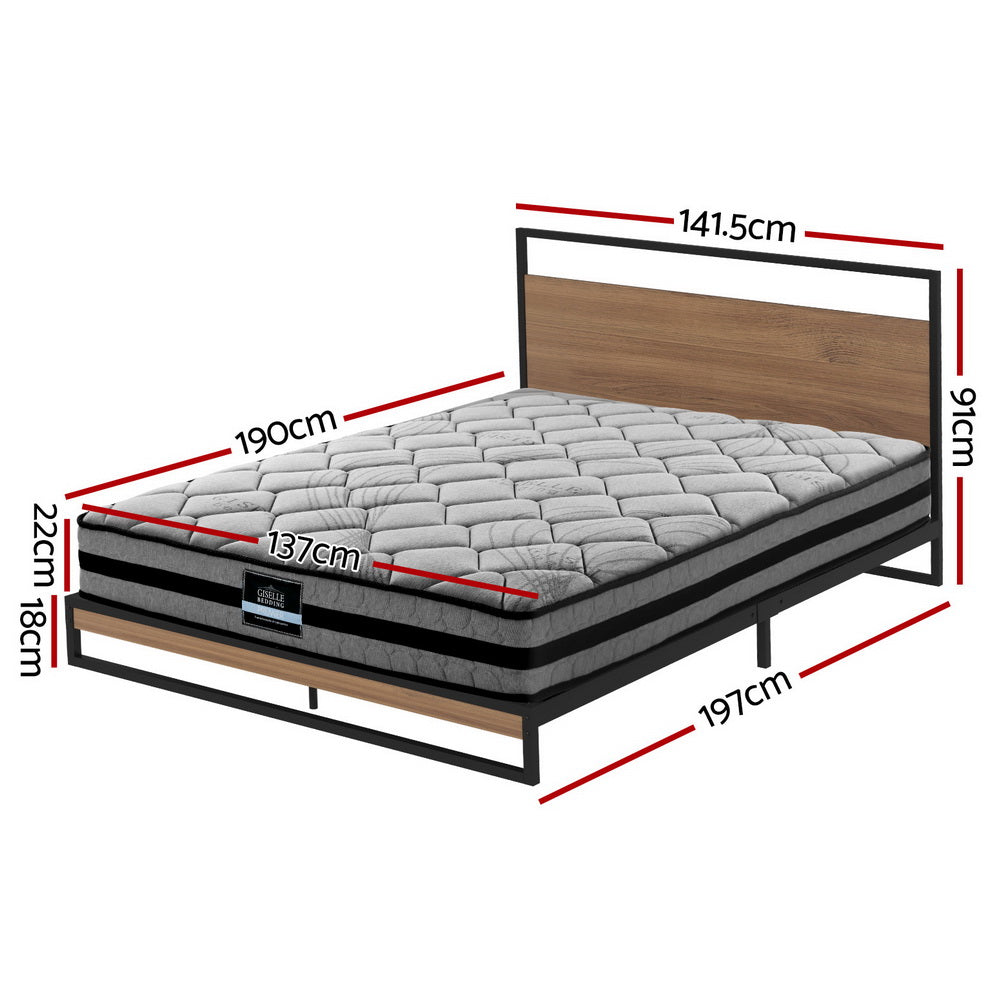Metal Bed Frame King Single Size Beds Platform with Mattress