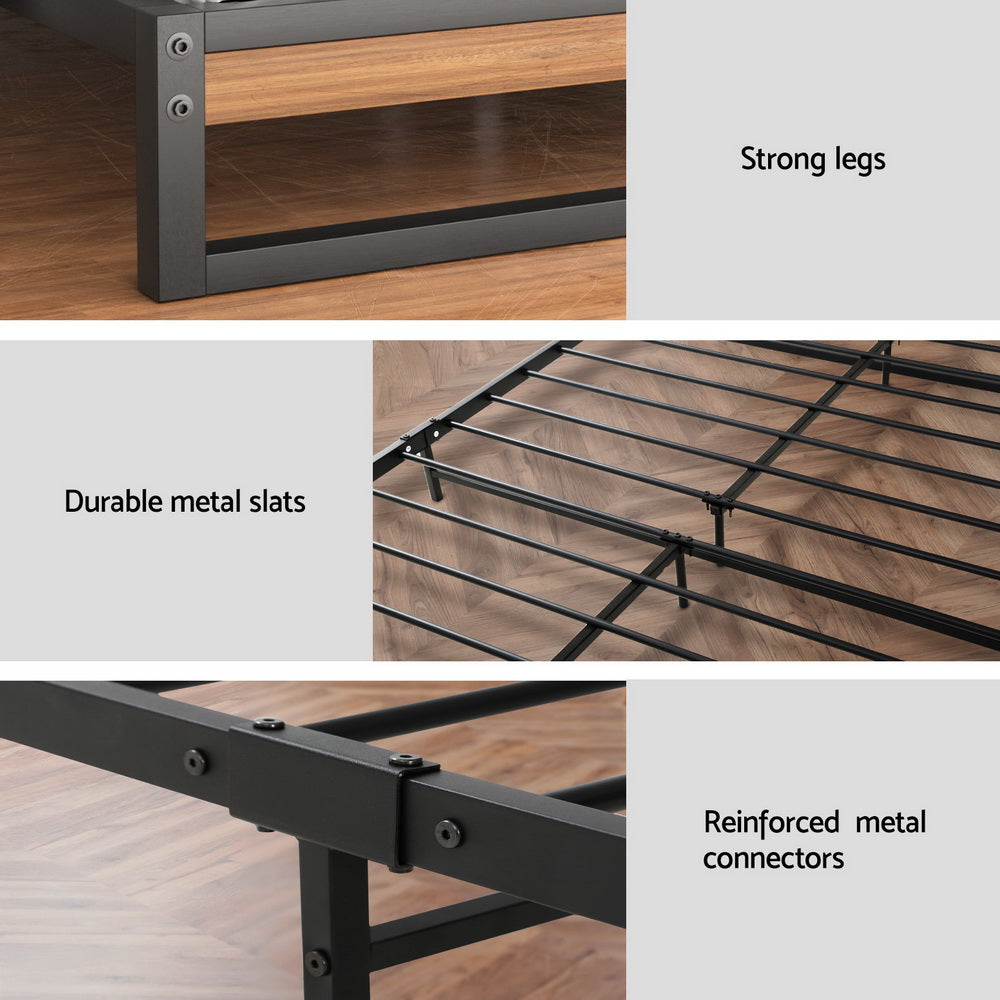 Metal Bed Frame King Single Size Beds Platform with Mattress