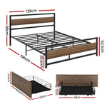 Double Bed Frame Metal Storage 2 Drawers | HomeAndLiving
