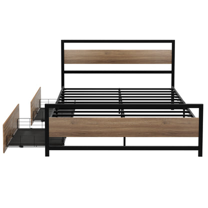 Double Bed Frame Metal Storage 2 Drawers | HomeAndLiving